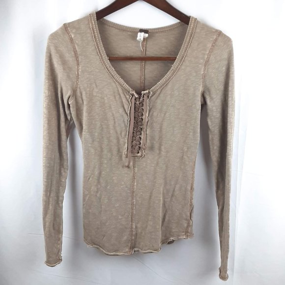 Free People Tops - We the Free | Free People Peasant Beige/BrownTermal Sz Small
